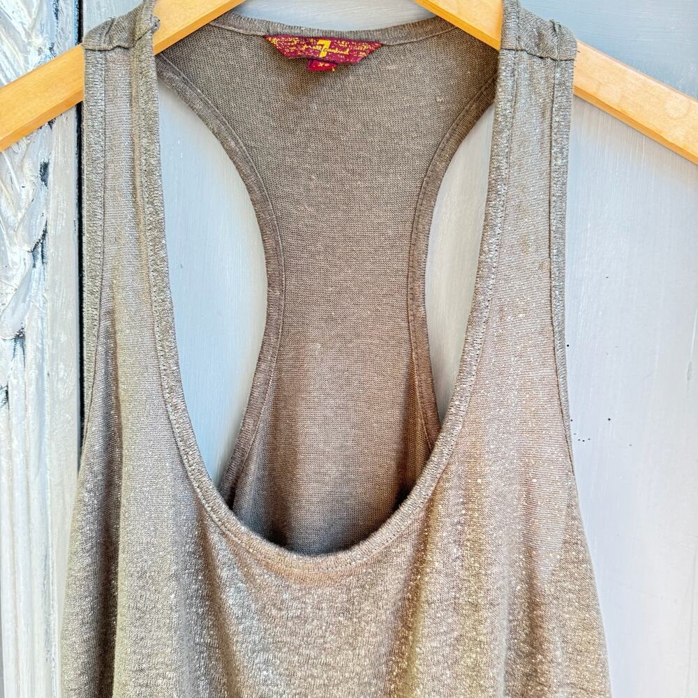 7 For All Mankind Metallic Linen Racerback Tank - Picture 3 of 12